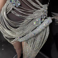 Dress Manufacturer Small Orders Shinny Diamond Tassel Chain Bodycon Mini Dress Woman Sexy Runway Mujer Ropa