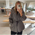 Women Leopard Print 2‑Piece Puffer Outfit Hooded Zip‑Up Padded Jacket + Wide Leg Pants Set Khaki Warm Winter Matching Tracksuit
