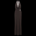 Solid Halter Spliced Lace Bodycon Long Dresses for Women Swing Collar High Waist Sexy Hot Girl Evening Gown Female
