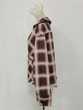 American Retro Sexy Plaid Shirt for Women Lapel Long Sleeve Loose Street Hot Girl Shirts Female Autumn Clothes New