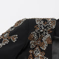 Luxury Diamond Slim Suit Blazer 2026 Autumn New Style Deep V Single Button Black Formal Jacket Coats