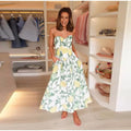 Print Women Dress Strapless Camisole Dress High Waisted Floral Dress Slimming Design Fashion Wear Daily Style