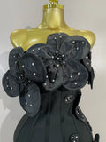 Women Elegant 3D Beaded Flower Strapless Mini Bodycon Bandage Dress Luxury Formal Party Prom Gown Birthday Wedding Guest Dresse
