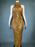 Festival Shiny Rhinestones Party Dress Birthday Luxury Costume Fancy Brilliant Dancer Wedding Impressive Evening Dress