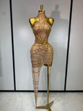 Women Luxury Black Mesh See Through Crystal Diamond Bodycon Dress Sexy Evening Party Club Nightclub Dress Singer Stage Costume