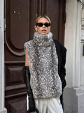 High Neck Animal Deer Print Faux Fur Vest Female Sleeveless Asymmetrical Hem Cape Coat Casual Fashion Women's Outfits 2026 New
