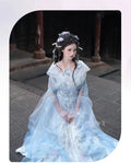 Olive Girl Blue Embroidered Hanfu Dress for Ren Faire 2026 Garden Wedding Fairycore Photoshoot Everyday Wear S-L XS-3XL Plus Size Chinese Heritage Fashion Women