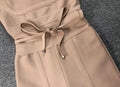 Khaki Ginger Women's V-neck Bodycon Sexy Sleeveless Rayon Bandage Jumpsuit Night Club Party Jumpsuits