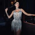 High-end Fashion, Glam Sticky Diamond Tube Top, Rhinestone Chain, Waist Skirt Set, Bar Nightclub Dress Body Transparente Flecos