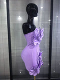 5 Colors Women Sexy Strapless Shining Diamond Flowers Bodycon Mini Bandage Dress Birthday Party Celebrate Cocktail Outfit
