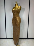 Luxury Rhinestones Sexy Mesh See Through Bodycon Dress Women Birthday Evening Cocktail party Gown Red Carpet Club Stage Outfit