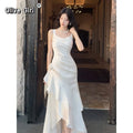 Olivegirl French Camisole Irregular Dress Summer 2026 High-end Minimalist Dress Solid Color Sexy Birthday Women's Clothes
