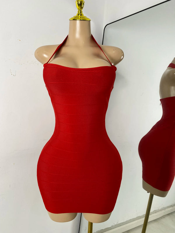 Women Celebrity Sexy Solid Color Bandage Mini Dress Elegant Party Evening Birthday Gowns Night Club Cocktail Outfit