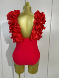 2026 Women Sexy Deep V Ruffle Bodysuit And Irregular Length Skirt Two-piece Set  Sexy Holiday Bikini Swimwear Photo Shoot Wear
