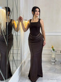 Satin Mermaid Maxi Dress Women Shoulder Pad Cutout Stand Collar Ruched Bodycon Evening Gown Wedding Prom New Hot Luxe Gowns 2026