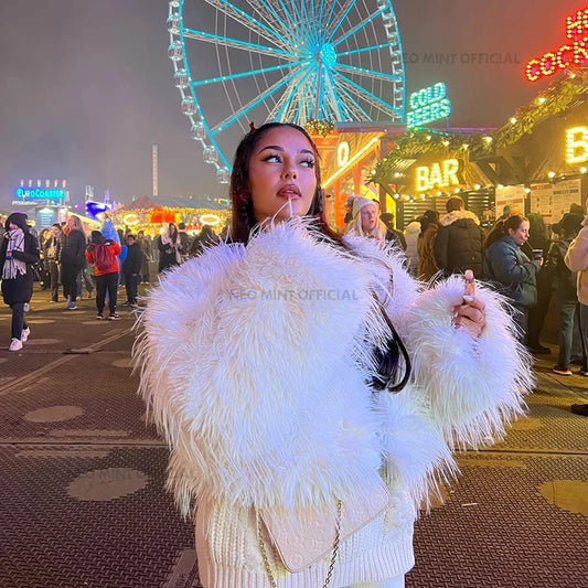 Fashion Tassels Faux Fur Coat Women Winter New Stylish Chic Fluffy Fur Jacket Girls Thick Furry Overcoat