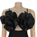 Sexy 3D Boutonniere Dress Women Stripes Hollow Sleeveless Lace Backless Stretch Skinny Party Fashion Activity Bodycon