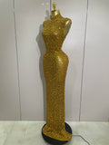 Luxury Sparkly Crystal Diamond Mesh See Through Maxi Long Dress Women Elegant Party Costume Singer Sexy Stage Performance Outfit