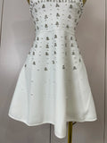Sexy Sleeveless A Line Bandage Mini Dress Women Luxury Diamonds Birthday Party Gowns Evening Celebrity Club Show Wear Vestido