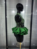 Shining Green Sequins Women Sexy Mesh See Through Bodycon Bodysuit Celebrate Nightclub Party Performance Costumes Stage Wear