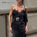 See Througth Lace Edge Tank Tops for Women V Neck Sleeveless Pathwork Hollow Out Sexy Fashionable Vest Female New