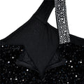 Women's Sexy One Shoulder Elegant Rhinestone Birthday Maxi Split Dress Sparkly Hot Drilling Bodycon Party Night Clubwear