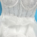 Sexy Rhinestone Bodycon Ruched Puff Suspenders Dresses Women Sheer Mesh Birthday Party Night Clubwear Summer Dresses Robes