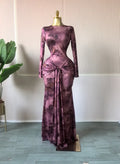 Women Print O-neck Stacked Ruched Bowknot Streamer Mermaid Maxi Midi Dress 2026 Cocktail Birthday Holiday Party Dresses