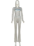 Polka Dot Letter Print 2 Piece Set Woman Tracksuit Trend Sexy Hooded Jacket+Pants Skinny Stretch Matching Streetwear