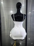 5 Colors Women Sexy Strap O-Neck Shining Flowers Bodycon Mini Bandage Dress Birthday Photoshoot Celebrate Cocktail Outfit