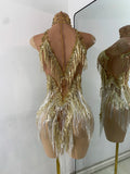 Luxury Sequins Tassel Short Dress For Women Sexy Sleeveless Mesh Transparent Music Festival Clothes Stage Wear