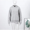 Women Fashion Solid Knitted Hooded Top O-neck Casual Full Sleeve Loose Pullover Female Spring New Chic Casual Street Outfit