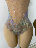 Luxury Women Sexy New Design Sparkly Rhinestones Spandex Bodysuit Party Nightclub Outfit Performance Costume Stage Wear