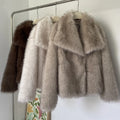 2026 Winter New Fashion Gradient Fluffy Fur Coat Women High Street Luxury Big Fur Collar Faux Fox Fur Jacket Female Overcoats