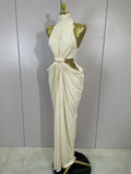 Elegant Wedding Guest Dress Luxury Birthday Evening Party Celebrity Women Sleeveless Sexy Cut Out Maxi Long Bodycon Dresses