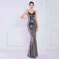 Women Spaghetti Strap Party Maxi Dress Sexy V Neck Evening Green Sequin Dress Elegant Long Prom Dress Vestido Longo