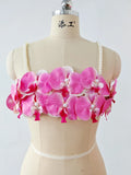 Women Hotsweet Sexy Backless Sweet Three Dimensional Flowers Beads Straps Camis Short Top High Street 2025 Summer Clothing