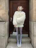 Fashion Luxury Cropped Faux Fur Coat Women's Winter 2025 Ins Hot Fluffy Short Faux Fur Jacket Street Style Warm Outwear