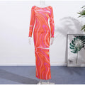 Women's Chic Printed Mesh Maxi Dress Bodycon Long Sexy Beach Swim Party Dresses New Holiday Vacation Cover Up Casual Outfit