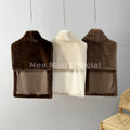 Fashion Faux Fur Sable Vest Crop Top Autumn Winter Turtleneck Eco Mink Fur Tank Tops Sleeveless Jacket Coat
