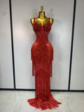 Shining Rhinestones Bodycon Long Dress Women Sexy Transparent Elagant Evening Party Birthday Prom Dress Photo Shoot Outfit