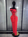 Red Black Women Sexy Off the Shoulder Shining Golden Sequins Bodycon Long Bandage Dress Elegant Evening Party Cocktail Wear