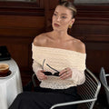 Sexy One Shoulder Top Women Fashion Hollow Out See-Through Pleated Lace Top Elegant High Street Party Slim Female Tops