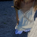 Sexy V-neck Sling Dress Women Fashion Sleeveless Lace Patchwork Irregular Mini Dresses Lady Summer Chic Casual Holiday Robe