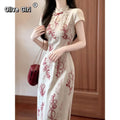 Olive Girl Red Embroidered Qipao for Garden Wedding 2026 Fairycore Photoshoot Everyday Wear S-XXL XS-3XL Plus Size Hand Embroidered Romantic Garden Party Editorial Not Costume Qipao Cheongsam Chinese Dress Chinese Heritage Fashion Women