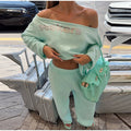 Solid Women Loose Pants Set Letter Print Off Shoulder Long Sleeve Sweatshirt Wide Leg Trousers Chic Casual Loungewear Suit 2026
