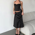 Summer Dress 2-Piece Set Women's Sexy Polka Dot Top Casual Maxi Skirts Sets Casual Party Vacation Y2k Female Dress Set