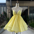 2026 New Sexy Deep V-Neck Spaghetti Strap Pleated Puffy Dress For Women Female Lace Up Backless Solid Short Dress