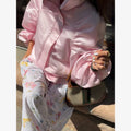 Solid Waist Drawstring Cinched Jacket Women's Satin Pleated Stand Collar Long Sleeves Loose Coat Lady Fashion Daily Outwear New
