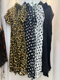 High Neck Midi Maxi Dress for Women 3D Floral Applique Cap Short Sleeve A Line Flowy Leopard Polka Dot for Casual Shopping